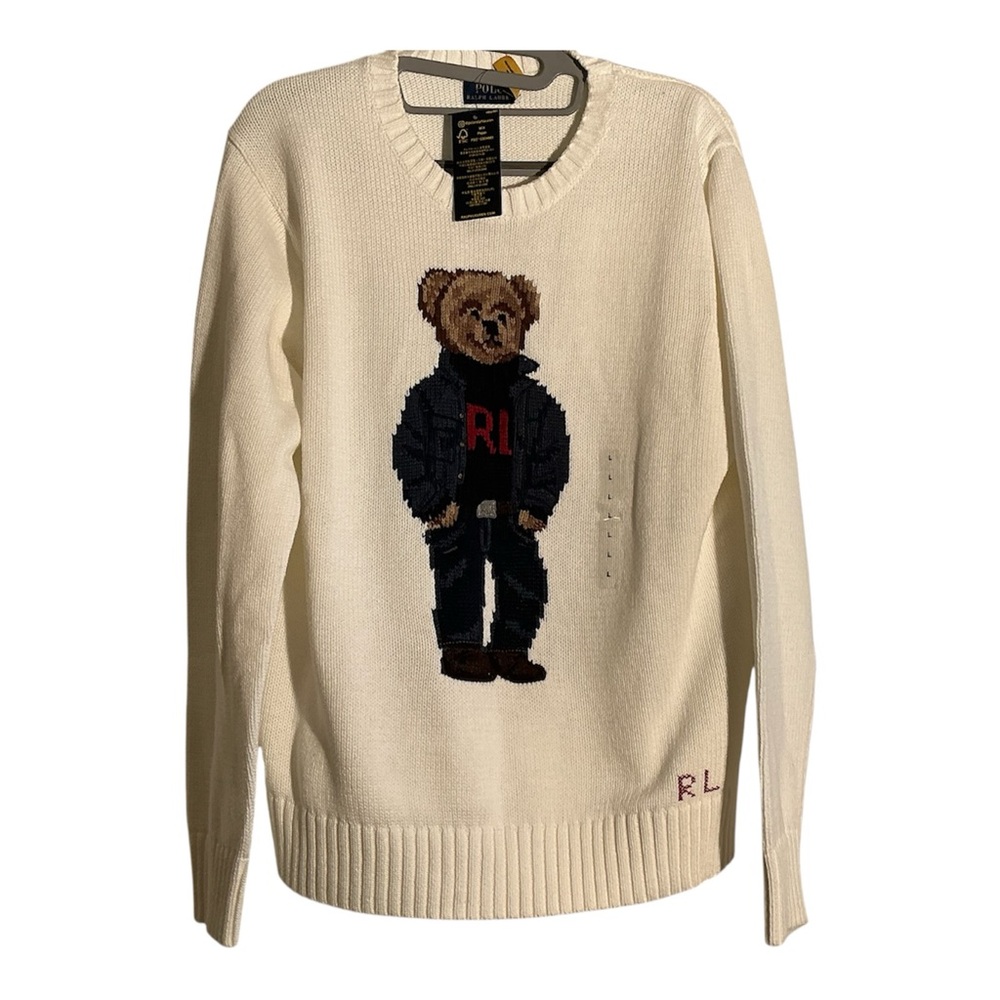 Ralph Lauren Cream Sweater with Bear Design - Picture 1 of 4